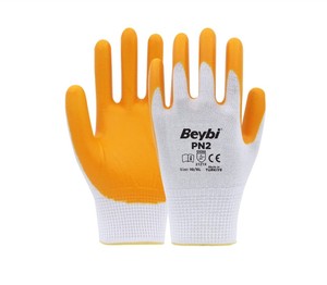 ถุงมือไนไตรล์ถักจากโพลีเอสเตอร์ PN2ถุงมือทำงานเคลือบไนไตรล์1/2ที่ถักจากเส้นด้ายโพลีเอสเตอร์และครึ่งเคลือบด้วยไนไตรล์ - Product Image 4