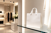 Sac de shopping écologique recyclable avec logo personnalisé, sac à main en papier kraft de luxe, emballage de vente au détail pour boutique avec poignées en ruban