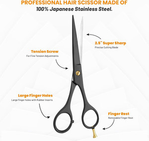 Ciseaux de coiffure professionnels à pointe arrondie en acier inoxydable 420 pour droitiers, 32 dents, manche moyen/court/long, haute teneur en carbone - Product Image 5