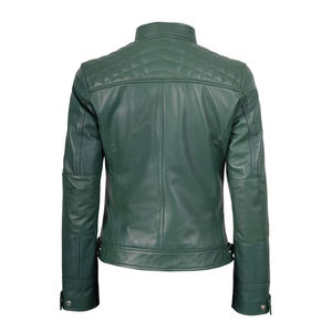 Veste en cuir de motard pour femme OEM en cuir de vache, coupe ajustée, légère, respirante, certifiée CE, coupe-vent, pour moto, course, hiver - Product Image 4