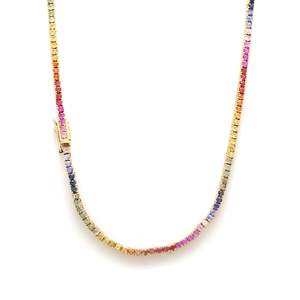Nuevo Collar de Moda con Colgante de Plata de Ley 925 Chapado en Oro con Cadena de Eslabones y Gema de Zafiro Arcoíris para Boda - Product Image 2