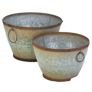 ชุดที่ปลูกต้นไม้โลหะแผ่นโลหะ2ชิ้นของตกแต่งสวนแบบปรับแต่งได้ชุด2ชิ้น - Product Image 1