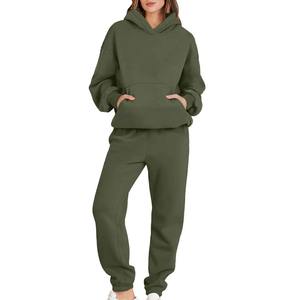 High quality Tracksuit Pullover Hoodie and Sweat Pant Sweatshirt <b>Jogger</b> Set 100% Cotton <b>Fleece</b> 2 Piece Set Tracksuits for <b>Women</b> - Product Image 1