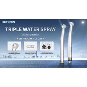 Pièce à main LED haute vitesse avec triple système d'hydratation, en acier, alimentée par turbine électrique - Product Image 4