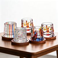 Vasos de Licor de Cristal al por Mayor, Vaso Giratorio para Whisky con Base Pesada, Copa Giratoria para Licores, Vajilla Personalizada con Logotipo para Bares de Hotel