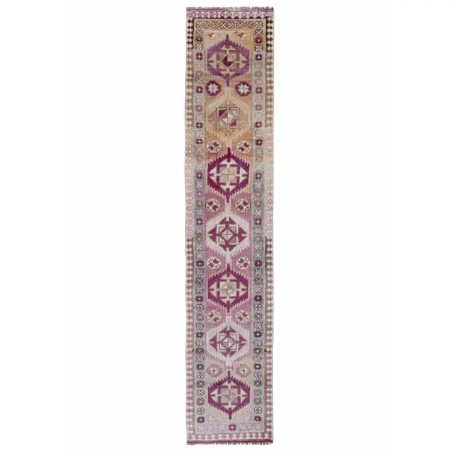 Floral Pattern Rug Runner - Vintage Handwoven Hallway Floor Carpet - Stair Rug