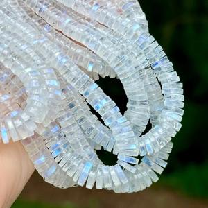 Perles de Pierre de Lune Bleue Arc-en-ciel de Haute Qualité, Naturelles, 5mm 4mm, Pierre de Feu Blanche, Forme Rondelle, Certifiées par un Certificat Tierce Partie, pour la Fabrication de Bijoux - Product Image 1