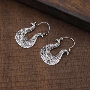 Tribal Brass Earrings Women <b>Boho</b> Hoop Jewelry Silver Plated Ethnic Geometric Dot Wholesale - Product Image 4