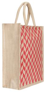 Lowell <b>Craft</b> Ready Stock Recycled Eco-Friendly Geometric Print Jute Tote <b>Bag</b> Zipper Closure Rope Handle (12"W X 14"H X 5"G) for - Product Image 3