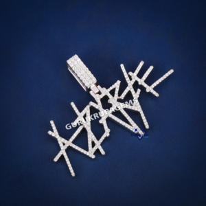 Colgante con logotipo inicial personalizado para hombre, Plata de Ley 925 con moissanita de claridad VVS, joyería de estilo Hip Hop chapada en oro - Product Image 2