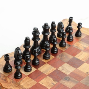 Wavy Edge Olive Wood <b>Chess</b> <b>Board</b> with Red Squares, Rustic Decorative Game <b>Board</b> 22–41 cm, Wholesale - Product Image 6