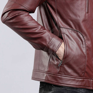 Chaqueta de Cuero para Hombre, Estilo Motero, Personalizada, para Invierno, con Cierre de Broches, Solapa Asimétrica, Forro Acolchado Cálido, de Cuero Vacuno Genuino - Product Image 6