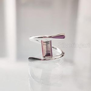 Bague pour femme en argent massif, bague à bande croisée, bague unisexe contre l'anxiété, cadeau de Noël, cadeau d'anniversaire, bijoux faits à la main, bague en argent sterling 925 - Product Image 1