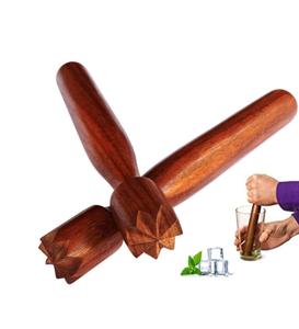 Outil de barre de pilon en bois Barre artisanale Pilon en bois pilon menthe, herbes, mélange de fruits, cocktail, mocktail (marron, 9 pouces) - Product Image 1