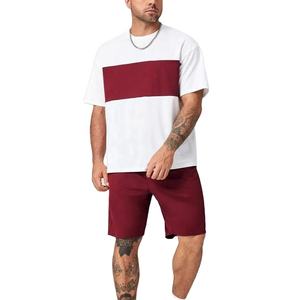 Derniers ensembles de vêtements de mode imprimés ensembles courts d'été t-shirt et short pour hommes de couleur unie décontractée - Product Image 1
