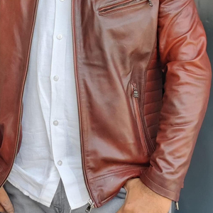 New Pakistani Wholesale <b>Sheep</b> <b>Skin</b> <b>Jackets</b> OEM Service High Street Style Waterproof Breathable Quick Dry Stand Men's Motorbike - Product Image 5