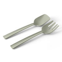 Utensilios para ensalada hechos en Italia, tenedor y cuchara para servir ensalada, diseño italiano, verde opaco, utensilios de cocina.