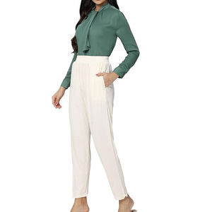 Street Wear Lightweight Women <b>Trousers</b> Wholesale Customized <b>High</b> Quality <b>Elastic</b> <b>Waist</b> Canvas Winter Flat Front <b>High</b> Quality - Product Image 4