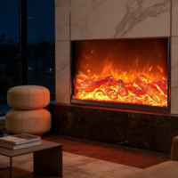 Cheminée électrique 3D intégrée avec flamme LED, décoration d'intérieur, meuble de salon, verre trempé, classe d'efficacité énergétique