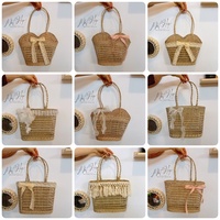 Mini sac en jonc de mer tissé naturel fait à la main en paille sac à main style plage sac fourre-tout écologique pour femmes filles