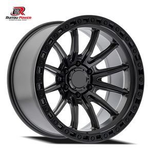 Rines Forjados Todoterreno Grises Personalizados con Borde Negro para Camionetas SUV de 17 18 20 22 Pulgadas 5x127 6x139.7 8x165.1 - Product Image 1