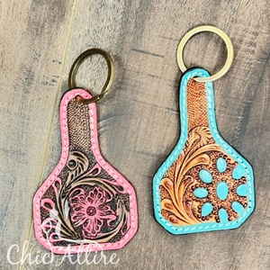 Nouvel arrivage de porte-clés en cuir sculpté à la main porte-clés mignon en cuir de forme exotique accessoires en cuir usiné porte-clés mignon pour unisexe - Product Image 1