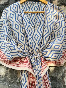 Mini vestido caftán floral bohemio hecho a mano de algodón 100% para mujer, albornoz informal, cintura Natural, antiestático, regalos de boda para mamá - Product Image 3