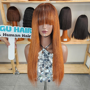 Peluca de Cabello Humano Natural de 20 Pulgadas, Estilo Ombre Marrón, Sin Pegamento, de Lujo Vietnamita 100%, Personalizable, para Mujeres Negras - Product Image 1