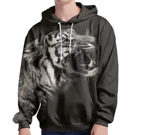 OEM hombres al por mayor León impresión sublimación hombres sudaderas con capucha de manga larga 3D estilo de impresión sudaderas para hombres - Product Image 3