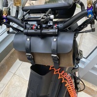Tas sadel kulit sepeda motor, tas Tank kanvas tahan air luar ruangan, tas alat kulit sapi asli lembut untuk sepeda motor
