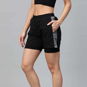 Pantalones cortos de verano de cintura alta para mujer, cintura elástica transpirable informal con bolsillos para entrenamiento en la playa, Yoga - Product Image 3
