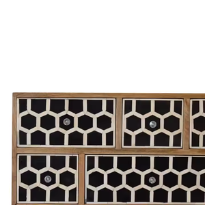 Mesa de centro con incrustaciones de hueso, mesa auxiliar de madera, mesa auxiliar para muebles de sala de estar, diseño moderno de Crescent Crafts - Product Image 3