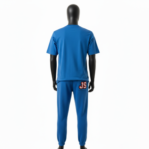 Premium Blue T Shirt and <b>Pant</b> Set Cotton Jersey Tee Heavy Fleece Jogger Chenille Embroidery Custom Logo T Shirt and <b>pant</b> men's - Product Image 5