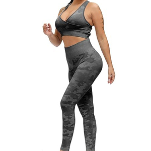 High Quality Women's Active Yoga Pants New Style Digital Camo Print Full-Length High-<b>Waisted</b> Gym Leggings Drawstring Closure Bra - Product Image 3
