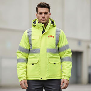 Reflective Safety Jacket men's jacket 100% Polyester Winter Outdoor Work Warm LED Flash Waterproof Class 2 Men's jackets - Product Image 1