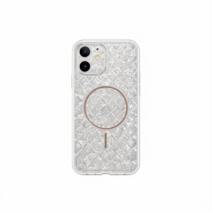 Étui texturé à paillettes gaufrées effet cristal pour iPhone 14 Pro avec anneau magnétique, design CD élégant, coque de téléphone portable en TPU+PC - Product Image 1