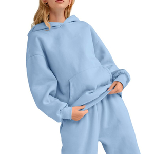 Nouveautés : sweats à capuche pour femmes pour l'hiver |   Sweat à capuche streetwear en molleton épais et surdimensionné |   Sweat-shirt à capuche uni en coton 100% à manches longues - Product Image 4