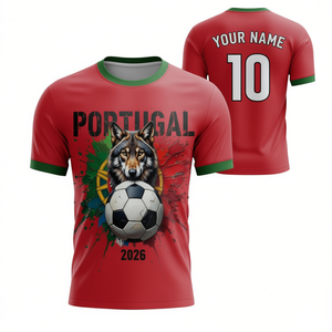 Maglietta Unisex per Tifosi di Calcio Portogallo WC 2026, T-Shirt con Grafica Calcistica Rossa e Verde, Regalo Perfetto per il Giorno della Partita - Product Image 2