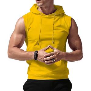 เสื้อกล้ามมีฮู้ดแบบสตริงเกอร์สำหรับออกกำลังกาย ปี 2022 ผ้าคอตตอนผสมสแปนเด็กซ์ คุณภาพสูง พิมพ์ลายโลโก้ตามสั่ง - Product Image 4