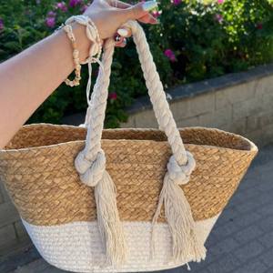 Sac fourre-tout pour femme en coton et jonc de mer de haute qualité, fermeture éclair tendance pour la plage, les pique-niques et les voyages - Product Image 4