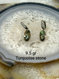 Pendientes Colgantes de Plata de Ley 925 Hechos a Mano, Estilo Antiguo, con Turquesa Natural - Product Image 5