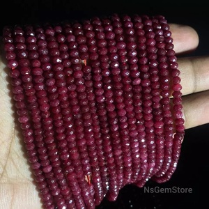 Cuentas de cuentas facetadas de Rubí, piedras preciosas sueltas de corte de 4mm para la fabricación de joyas, piedras preciosas naturales hechas a mano pulidas en Color rojo - Product Image 3