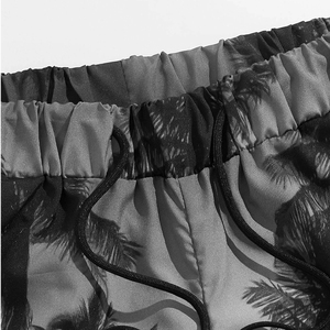 กางเกงขาสั้นชายหาดสำหรับผู้ชายกางเกงขาสั้นลำลองฤดูร้อนแบบลำลองพร้อมเชือกผูกเอวยางยืดแห้งเร็วต้นปาล์มสีม่วงและลายพระอาทิตย์ตกสำหรับผู้ชาย - Product Image 6