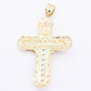 Colgante de Cruz chapado en oro amarillo auténtico de 10K sin colgante de diamante joyería para joyería de moda para hombres - Product Image 5