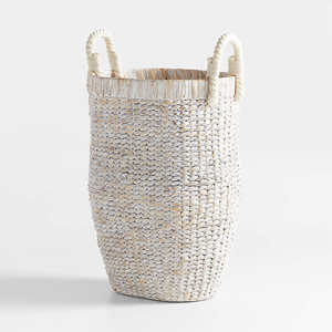 Premium Whitewash Water Hyacinth Storage <b>Baskets</b> with <b>Handles</b> for Home, Storage Solution for Clothes Blankets Toys Pillows - Product Image 3