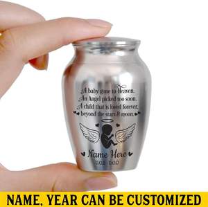 Urne commémorative gravée de souvenir décorative en acier inoxydable personnalisée pour la perte d'enfants d'urnes en argent de taille personnalisée - Product Image 5