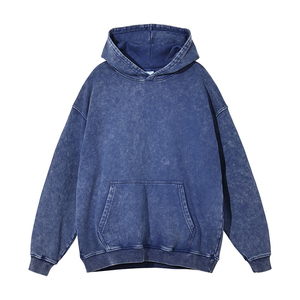 Sweat-shirt et sweat à capuche pour homme de haute qualité 100% coton Lavage à l'acide Vintage French Terry Style streetwear Teint uni pour l'hiver - Product Image 3