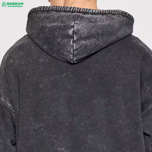 Sweat à capuche en molleton délavé à l'acide personnalisé de haute qualité pour homme, 430 GSM, épais, épaules tombantes, 100 % coton, hiver - Product Image 5