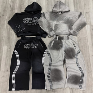 LOGOTIPO personalizado DTG Impresión y lavado ácido/Sun Faded Street Wear Chándales French Terry Gemstones Peso pesado 100% Algodón - Product Image 6