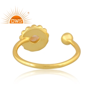 Latest Handmade Design 18K Gold Plated Natural Citrine Gemstone <b>Adjustable</b> <b>Ring</b> Custom Jewelry Manufacturer - Product Image 4